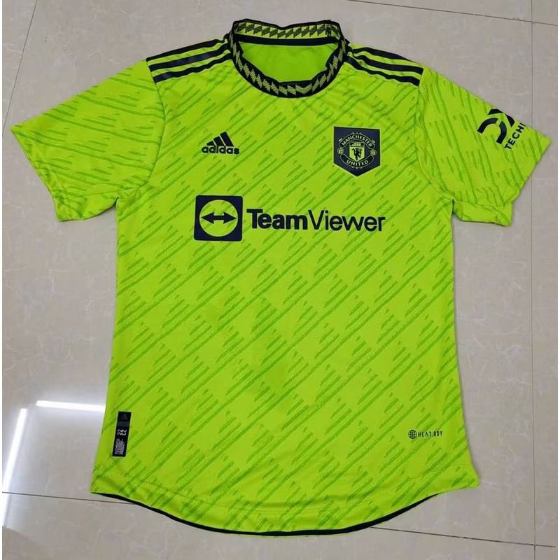 22-23 Manchester United second away fluorescent green jacquard - Click Image to Close